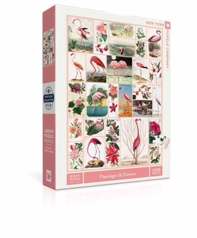 New York Puzzle Company Flamingos und Blumen Puzzle - 1000 Teile